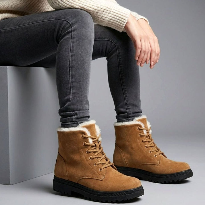 Women's Faux-Suede Fleece-Lined Lace-Up Winter Ankle Boots