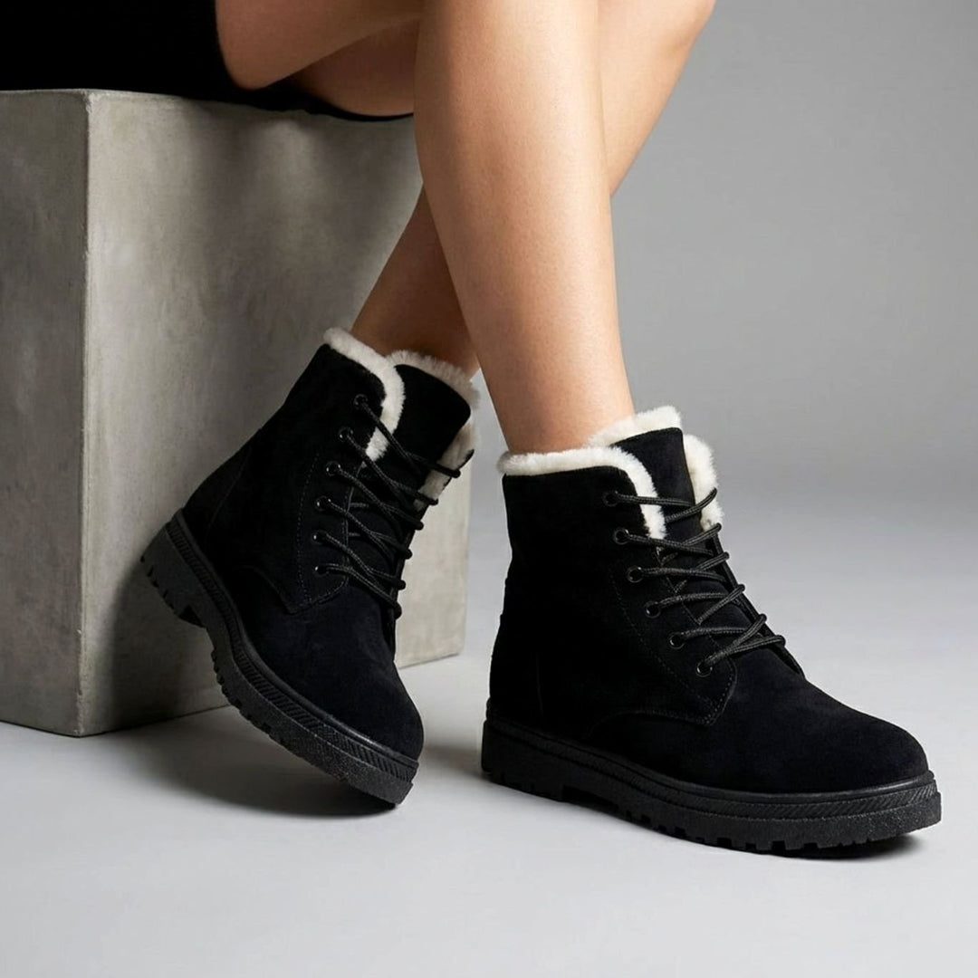 Women's Faux-Suede Fleece-Lined Lace-Up Winter Ankle Boots