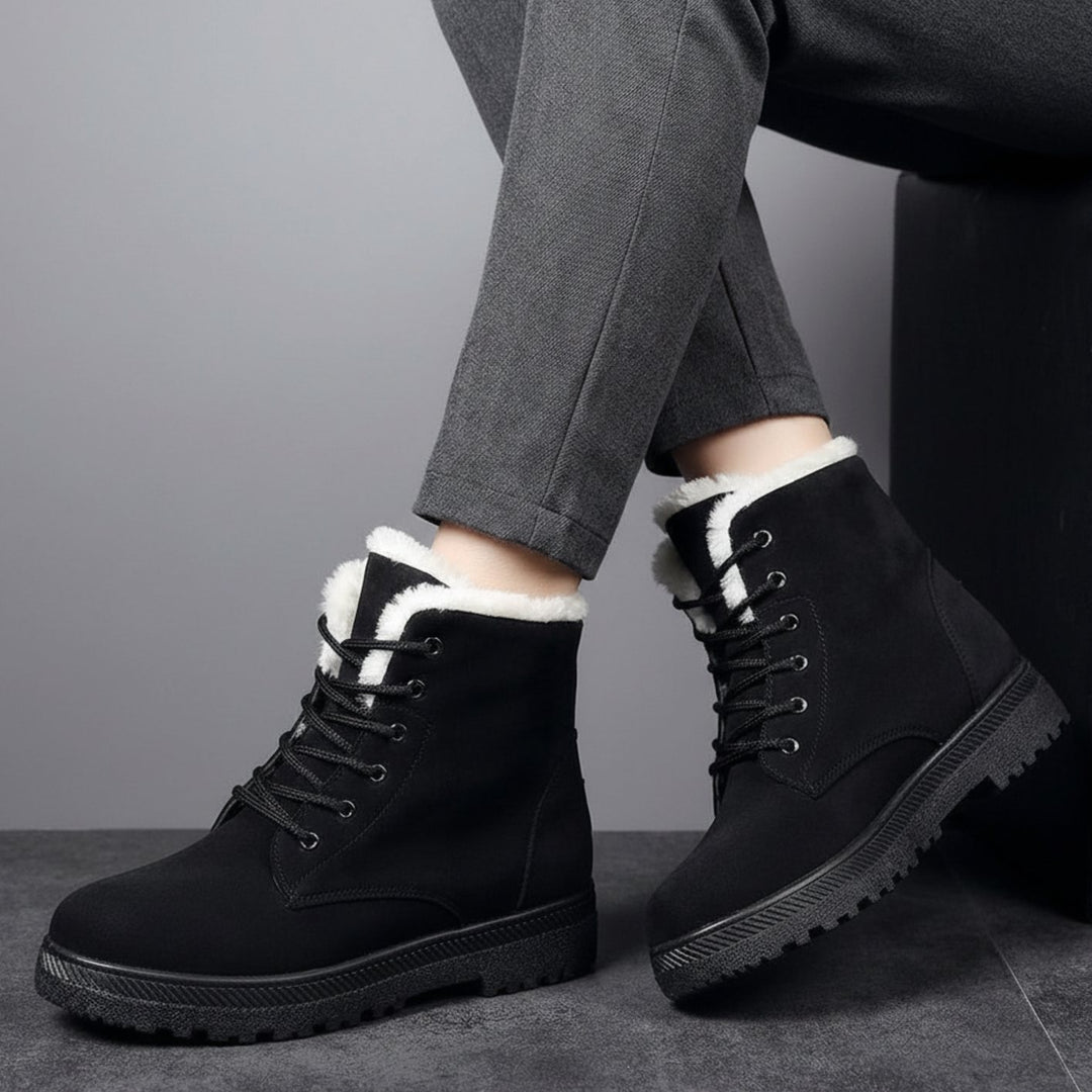 Women's Faux-Suede Fleece-Lined Lace-Up Winter Ankle Boots