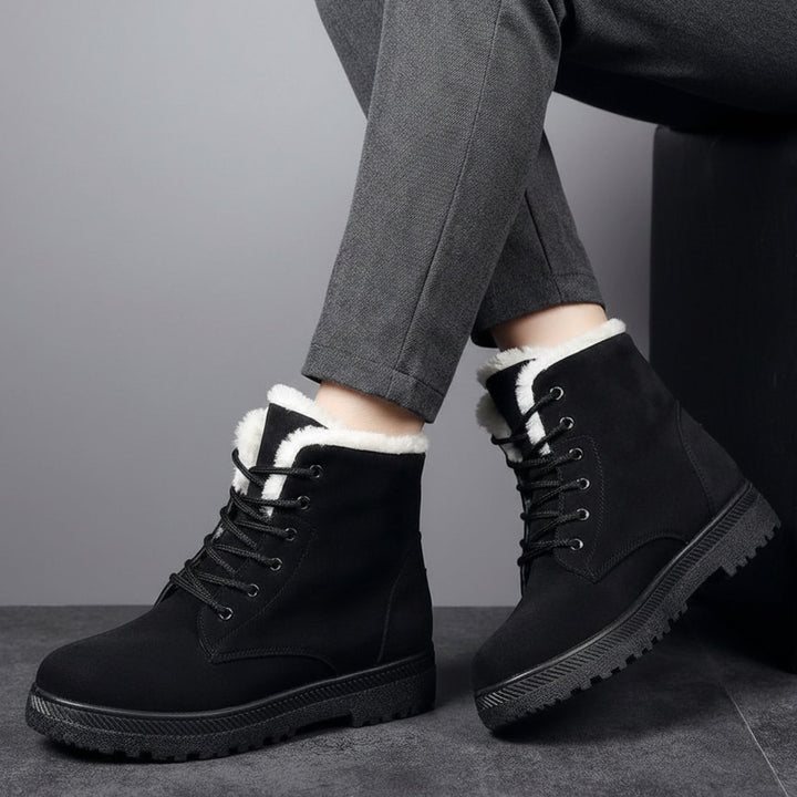 Women's Faux-Suede Fleece-Lined Lace-Up Winter Ankle Boots