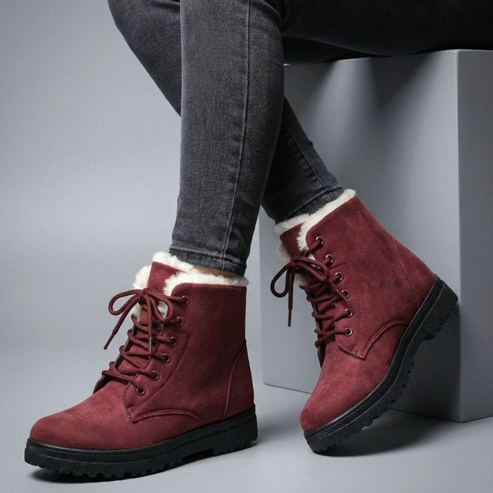 Women's Faux-Suede Fleece-Lined Lace-Up Winter Ankle Boots