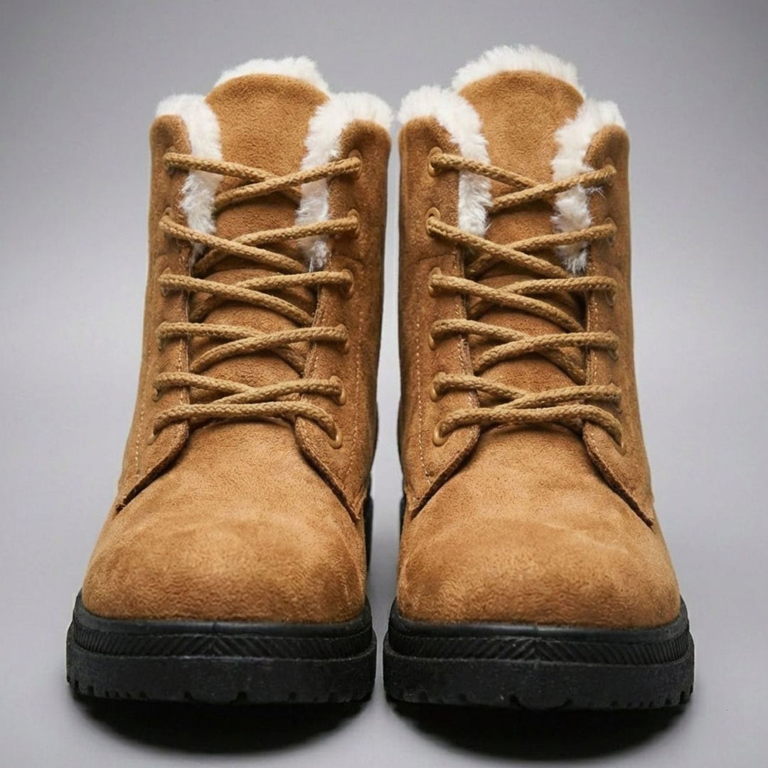Women's Faux-Suede Fleece-Lined Lace-Up Winter Ankle Boots