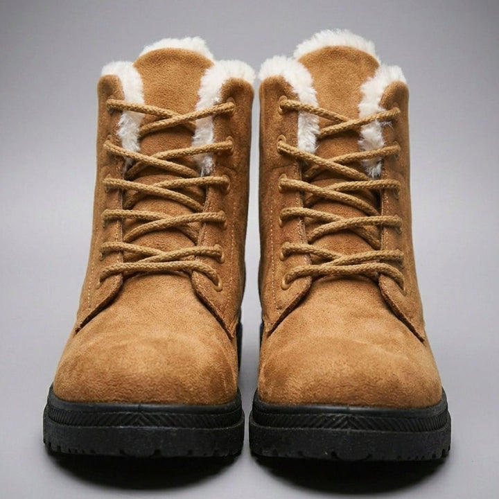 Women's Faux-Suede Fleece-Lined Lace-Up Winter Ankle Boots