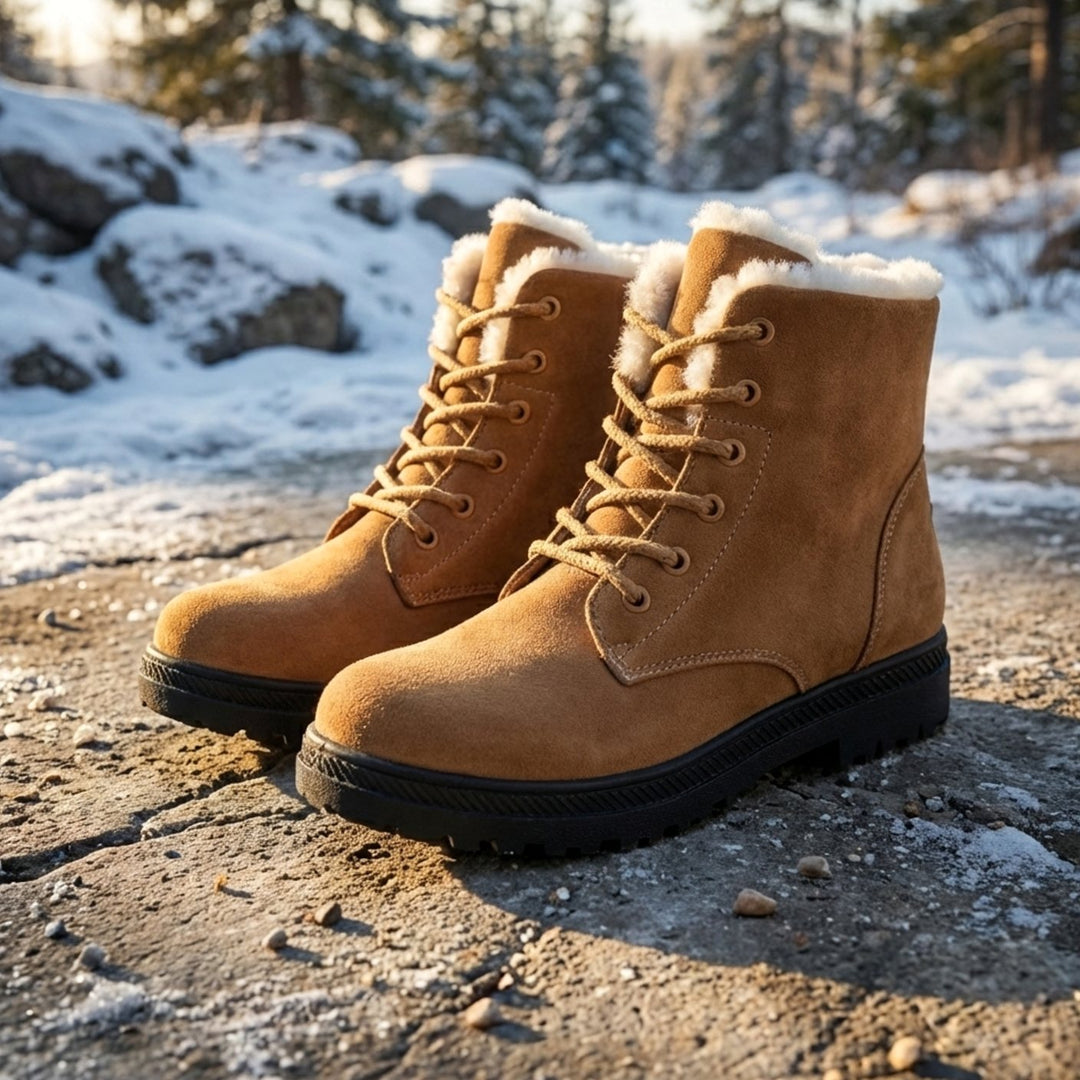 Women's Faux-Suede Fleece-Lined Lace-Up Winter Ankle Boots