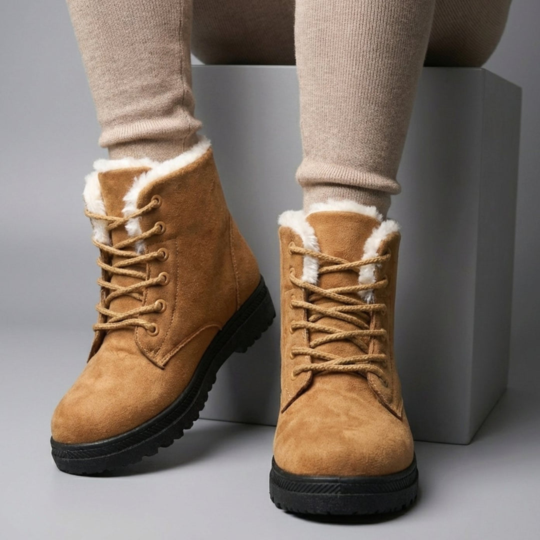 Women's Faux-Suede Fleece-Lined Lace-Up Winter Ankle Boots