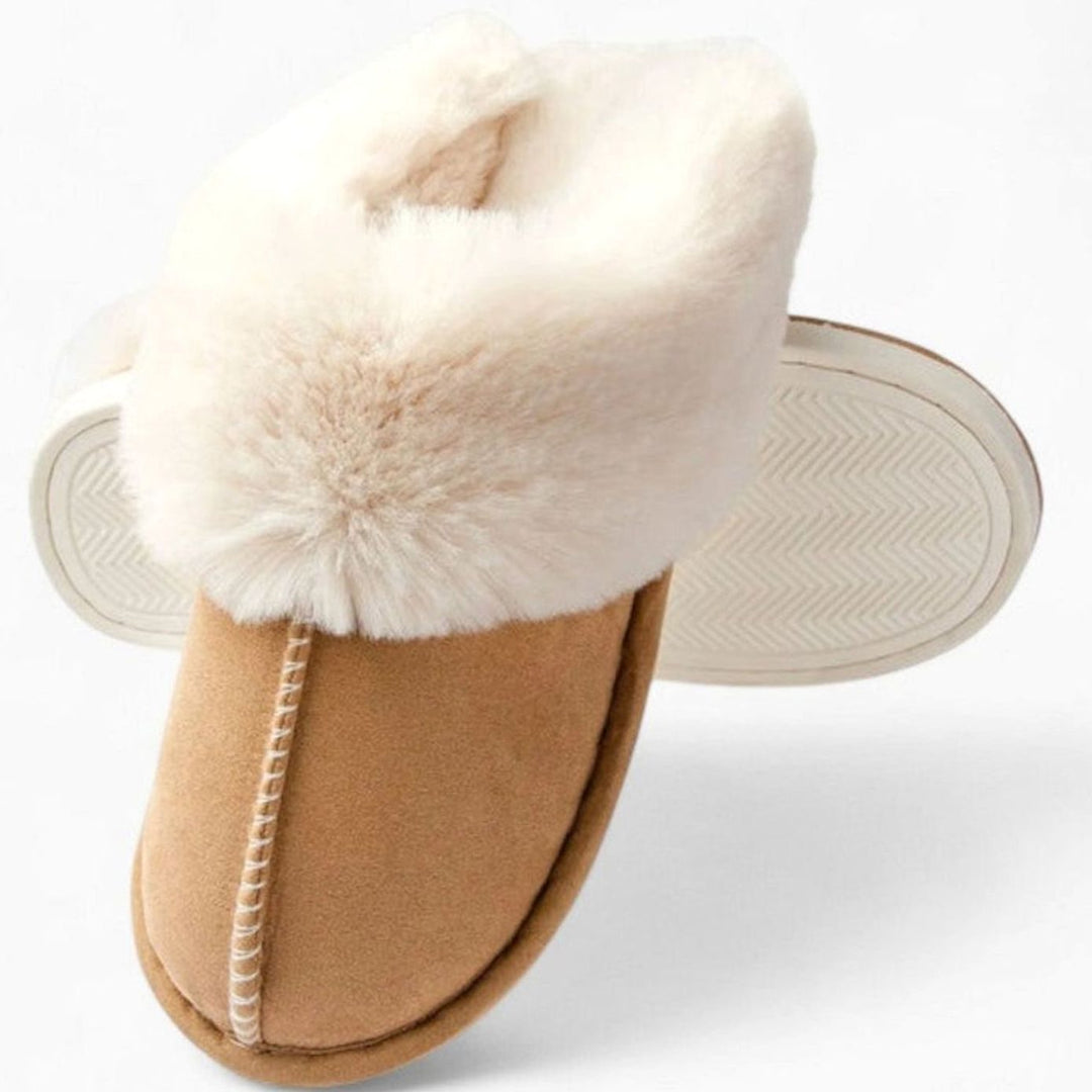 Women's Faux-Suede Fluffy Slip-On Mule Slippers