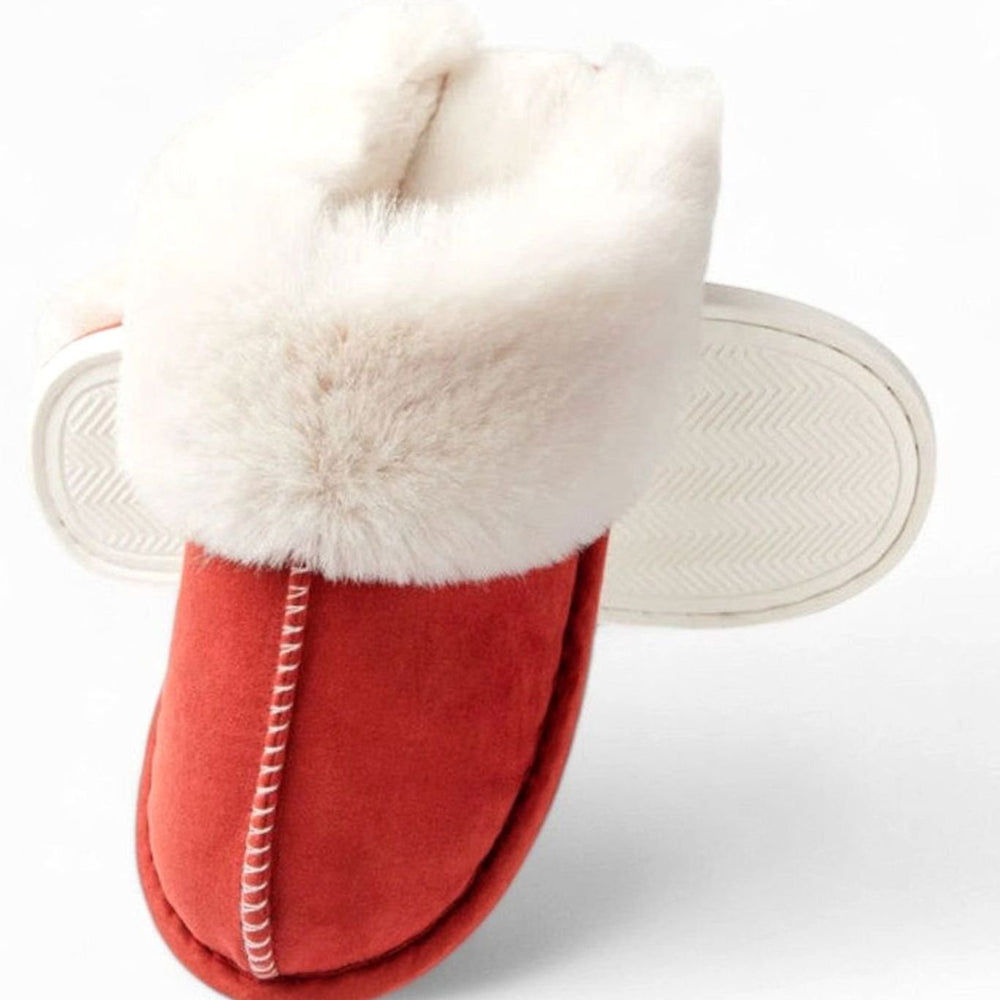 Women's Faux-Suede Fluffy Slip-On Mule Slippers