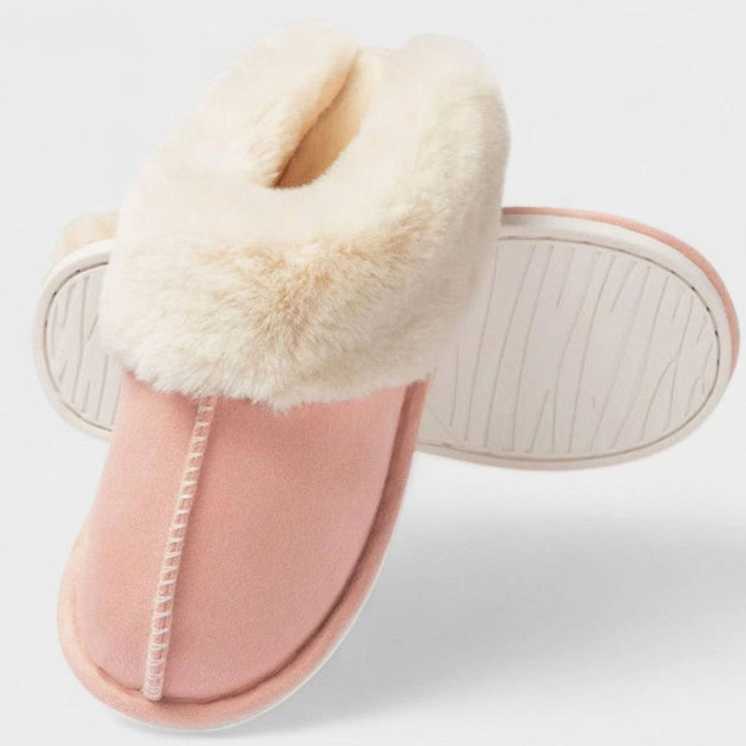 Women's Faux-Suede Fluffy Slip-On Mule Slippers