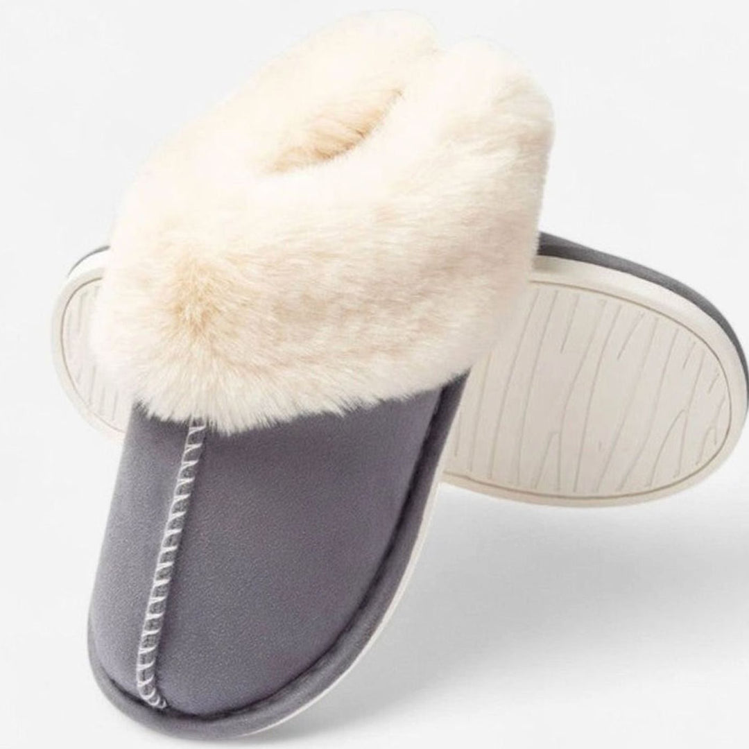 Women's Faux-Suede Fluffy Slip-On Mule Slippers