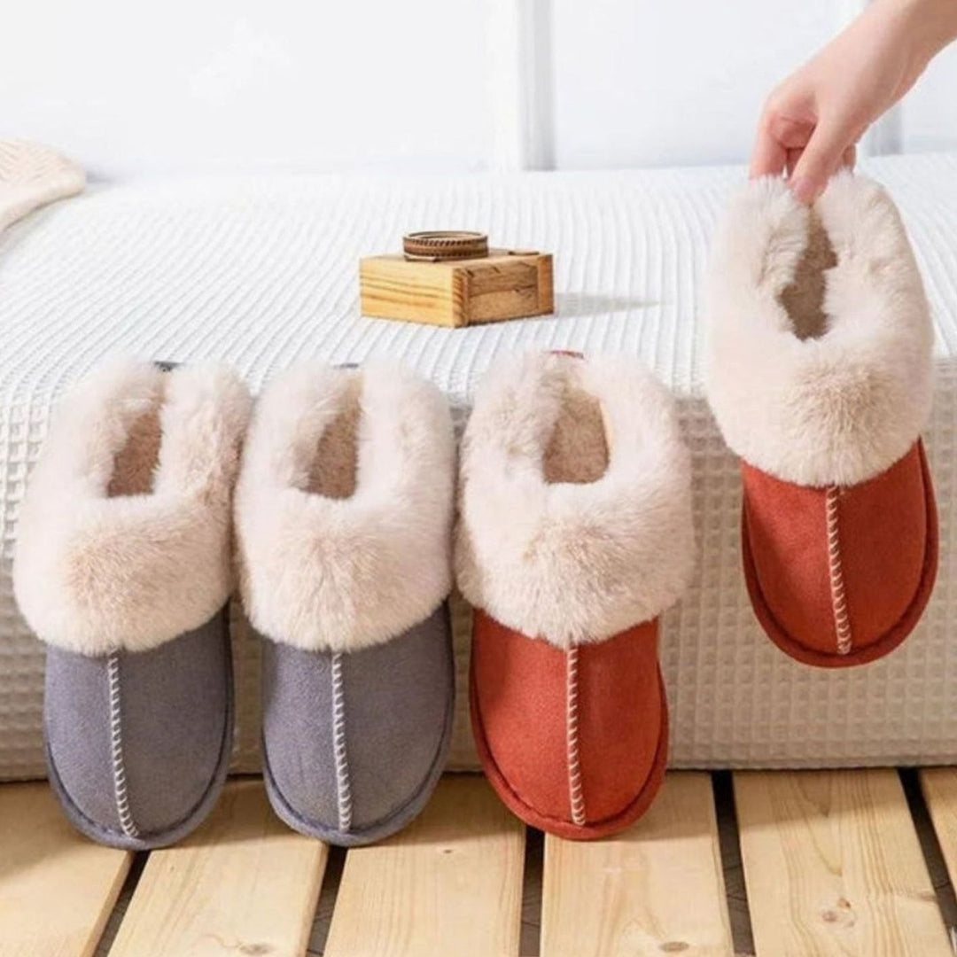 Women's Faux-Suede Fluffy Slip-On Mule Slippers