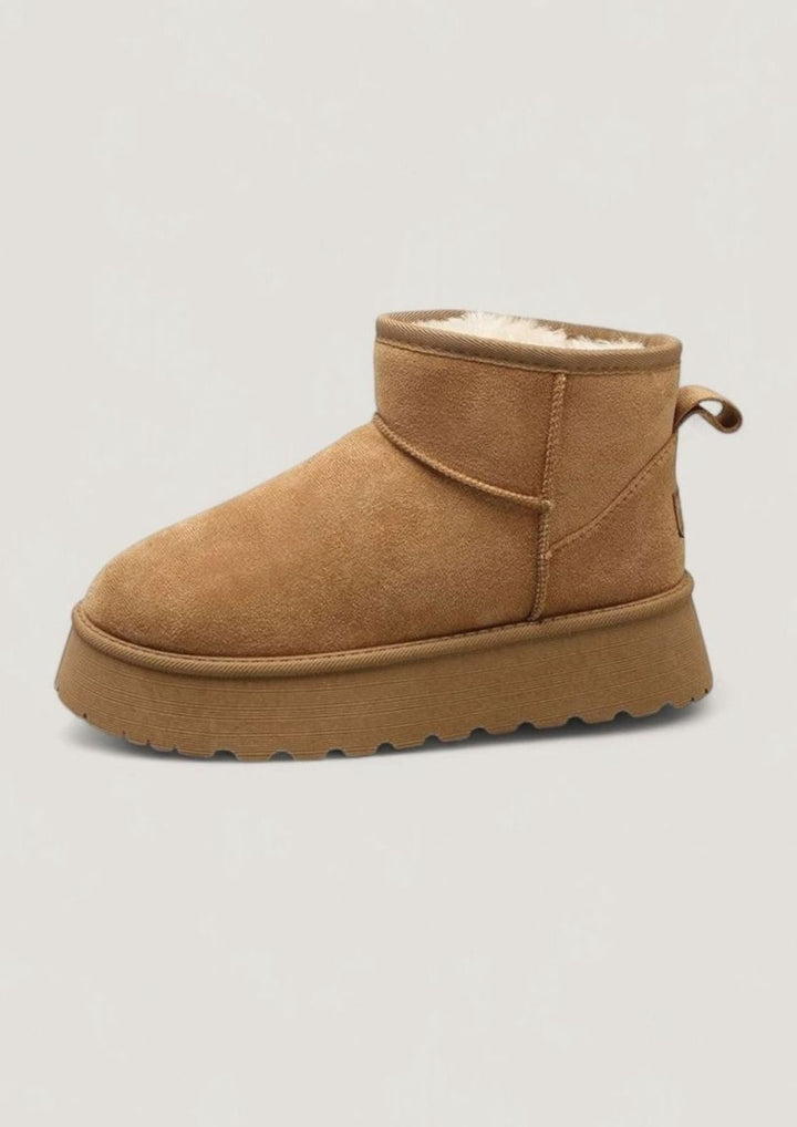 Women's Faux-Suede Platform Soft Winter Ankle Boots - Brown