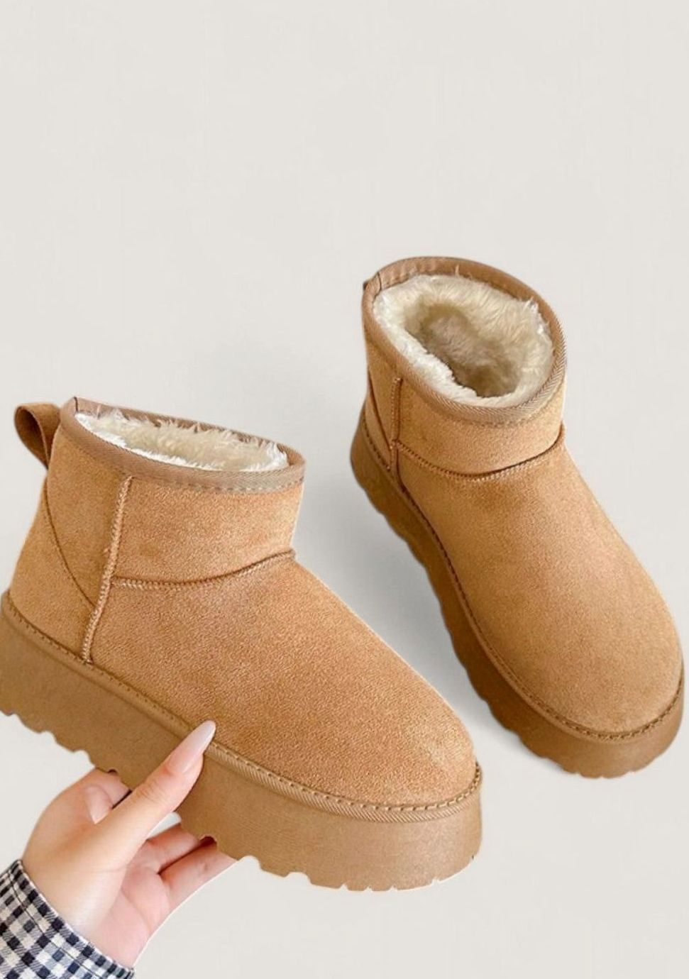 Women's Faux-Suede Platform Soft Winter Ankle Boots