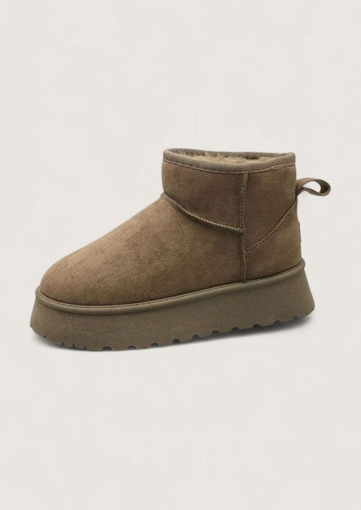 Women's Faux-Suede Platform Soft Winter Ankle Boots - Brown Antelope