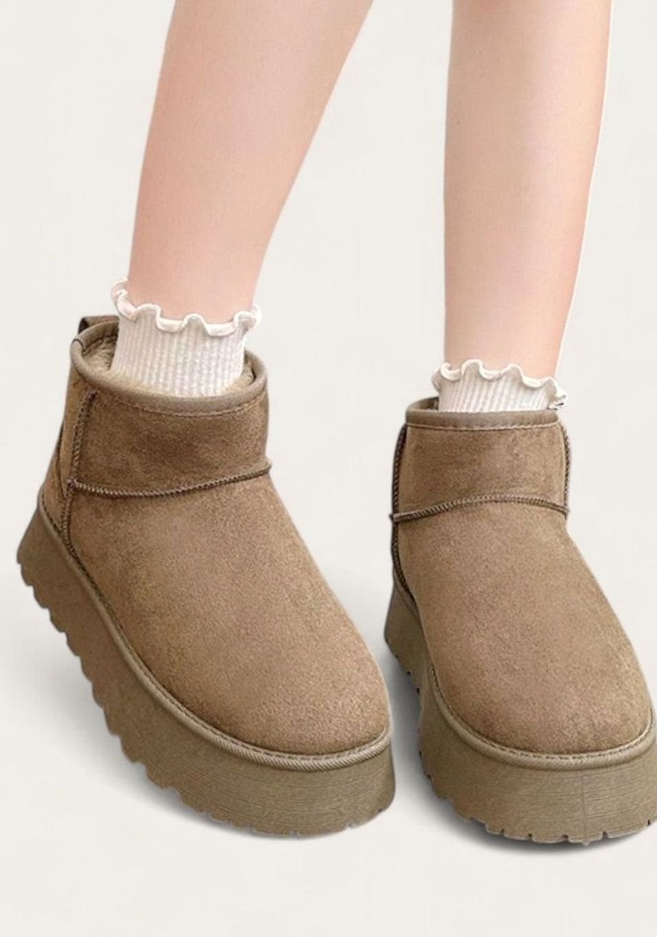 Women's Faux-Suede Platform Soft Winter Ankle Boots