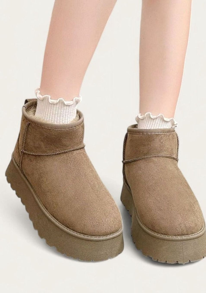 Women's Faux-Suede Platform Soft Winter Ankle Boots