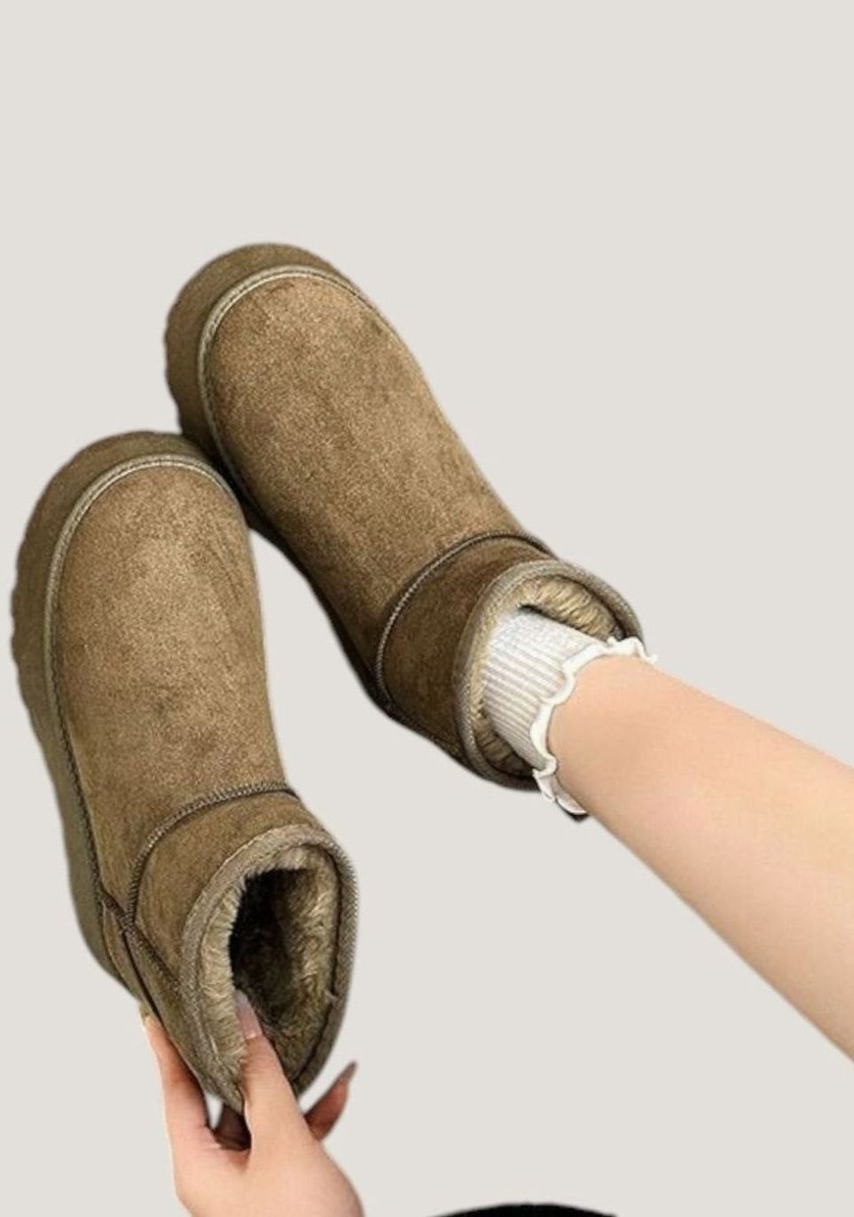 Women's Faux-Suede Platform Soft Winter Ankle Boots