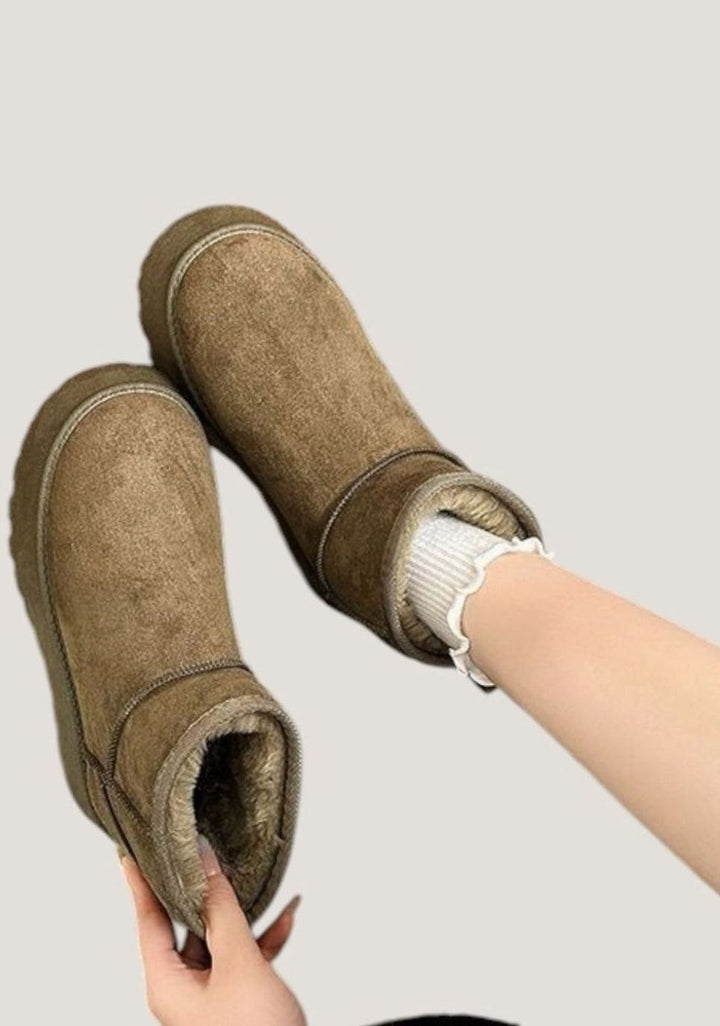 Women's Faux-Suede Platform Soft Winter Ankle Boots