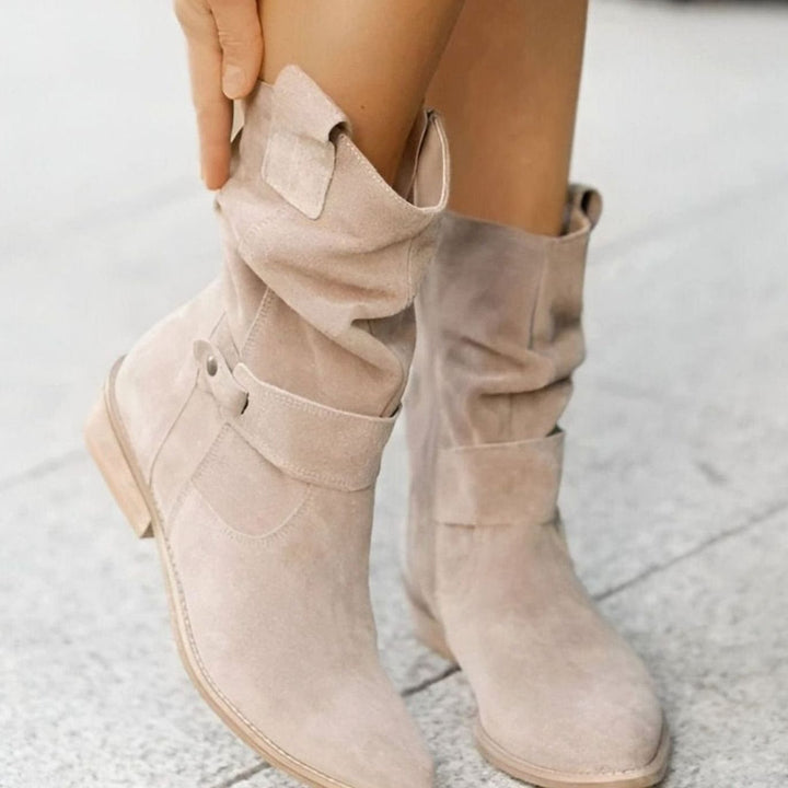 Women's Faux Suede Slouchy Block-Heel Mid-Calf Boots