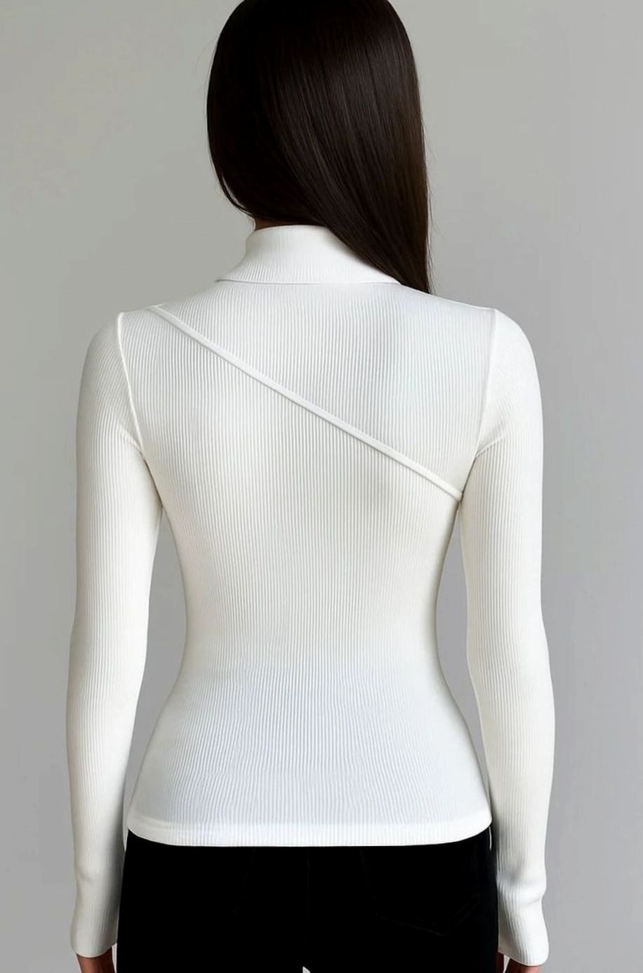 Women's Fitted Ribbed Roll Neck Jumper Long-Sleeve