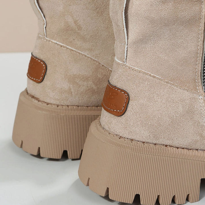 Women's Fleece-Lined Chunky Sole Zip-Up Ankle Boots