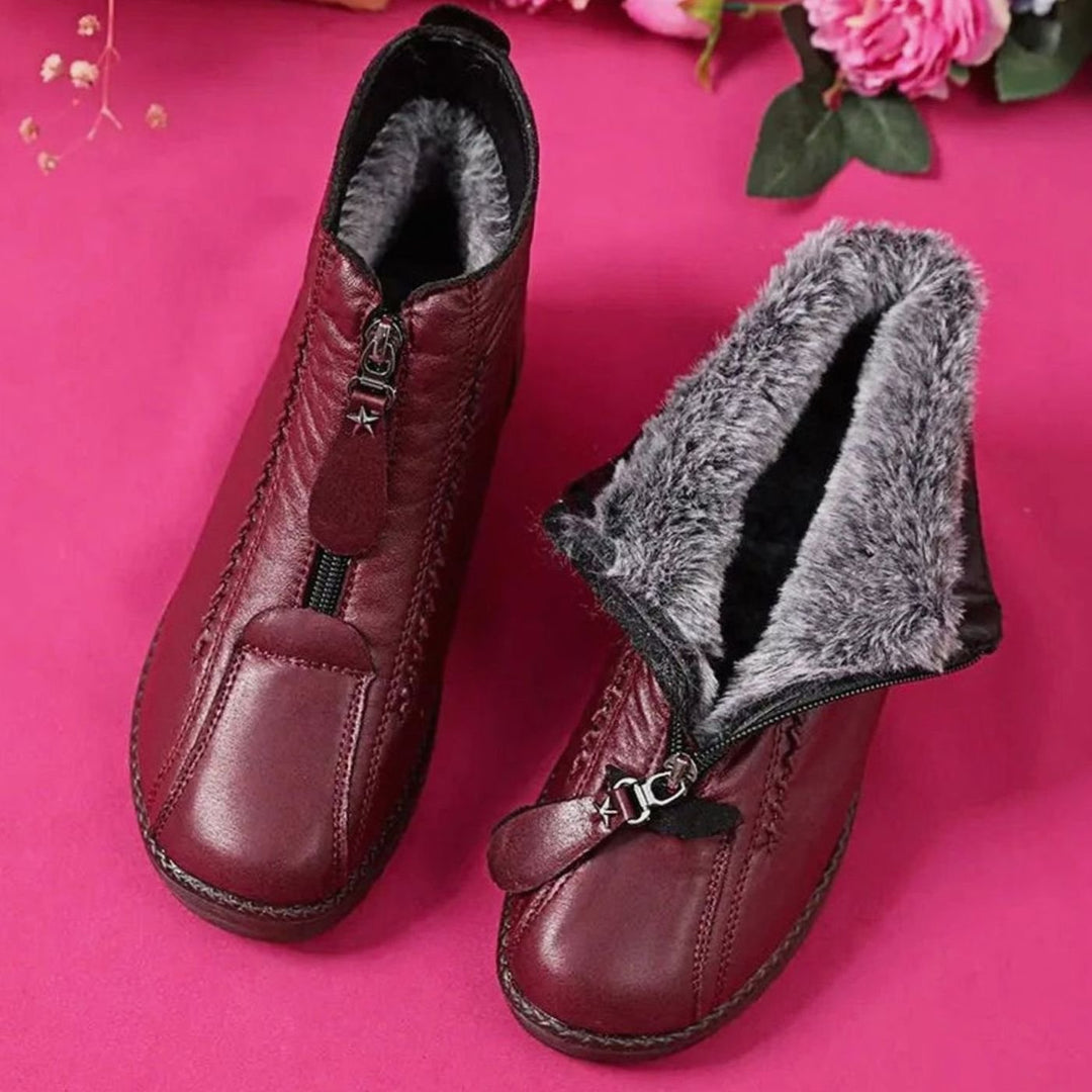 Women's Fleece-Lined Leather Side-Zip Winter Ankle Boots