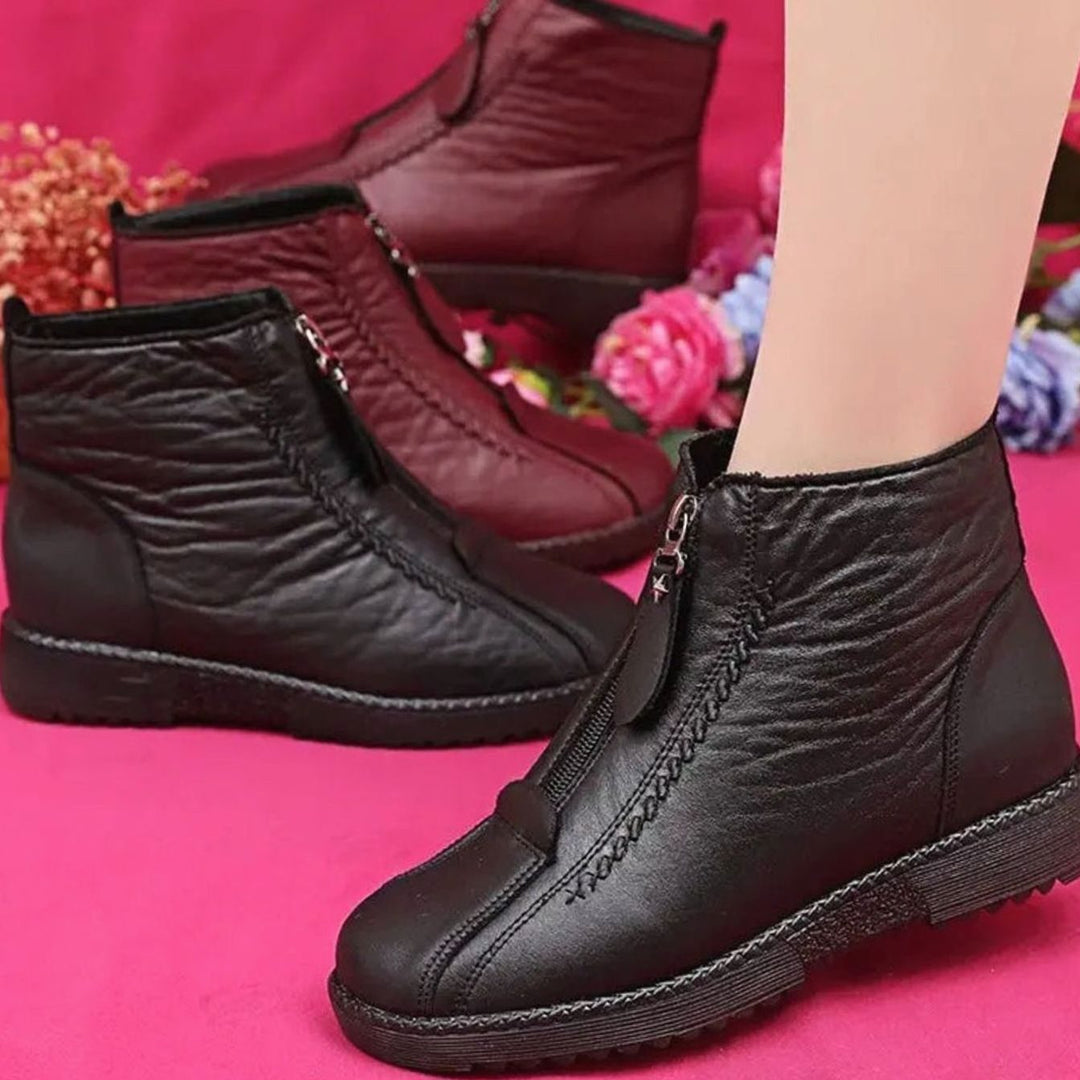 Women's Fleece-Lined Leather Side-Zip Winter Ankle Boots