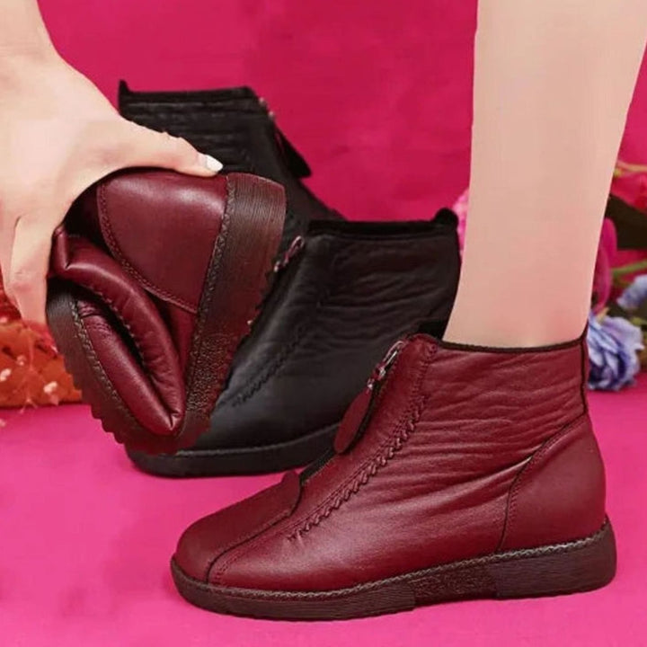 Women's Fleece-Lined Leather Side-Zip Winter Ankle Boots