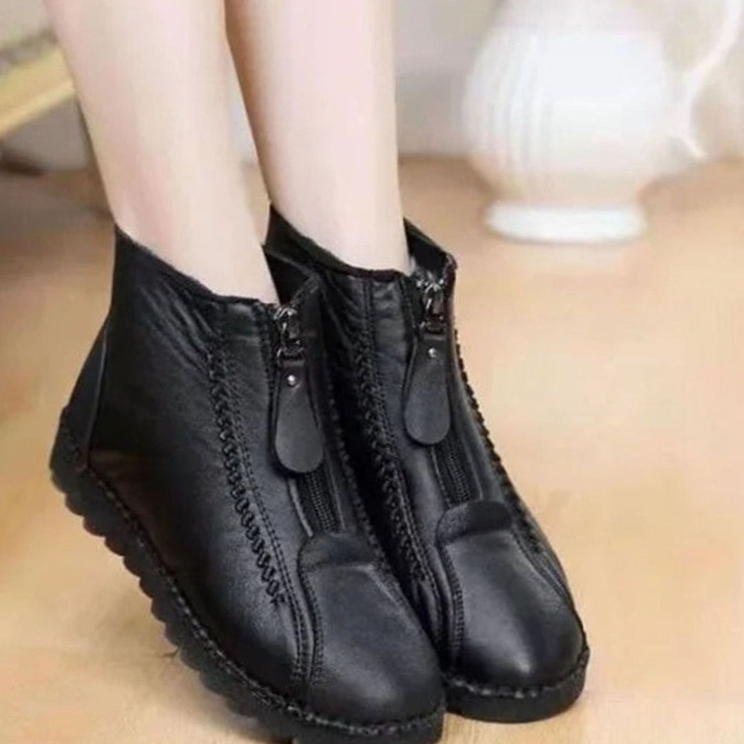 Women's Fleece-Lined Leather Side-Zip Winter Ankle Boots