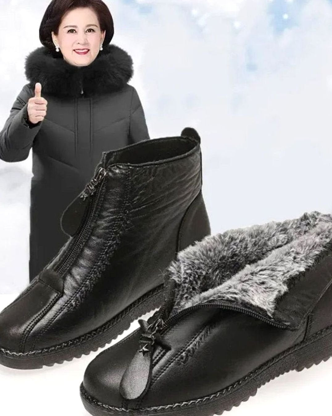 Women's Fleece-Lined Leather Side-Zip Winter Ankle Boots