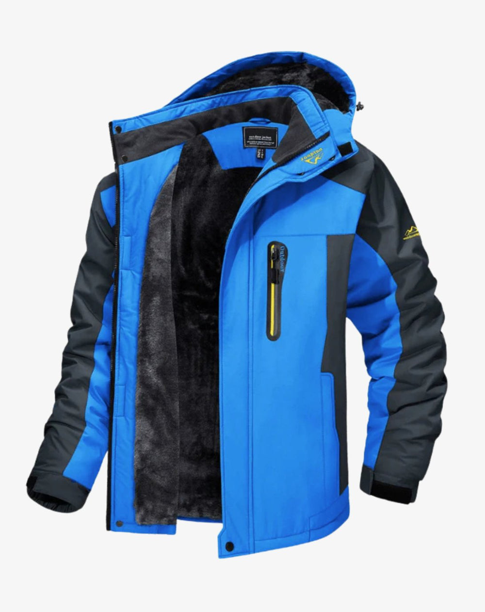 Women's Fleece-Lined Windproof Waterproof Hooded Outdoor Jacket - Blue