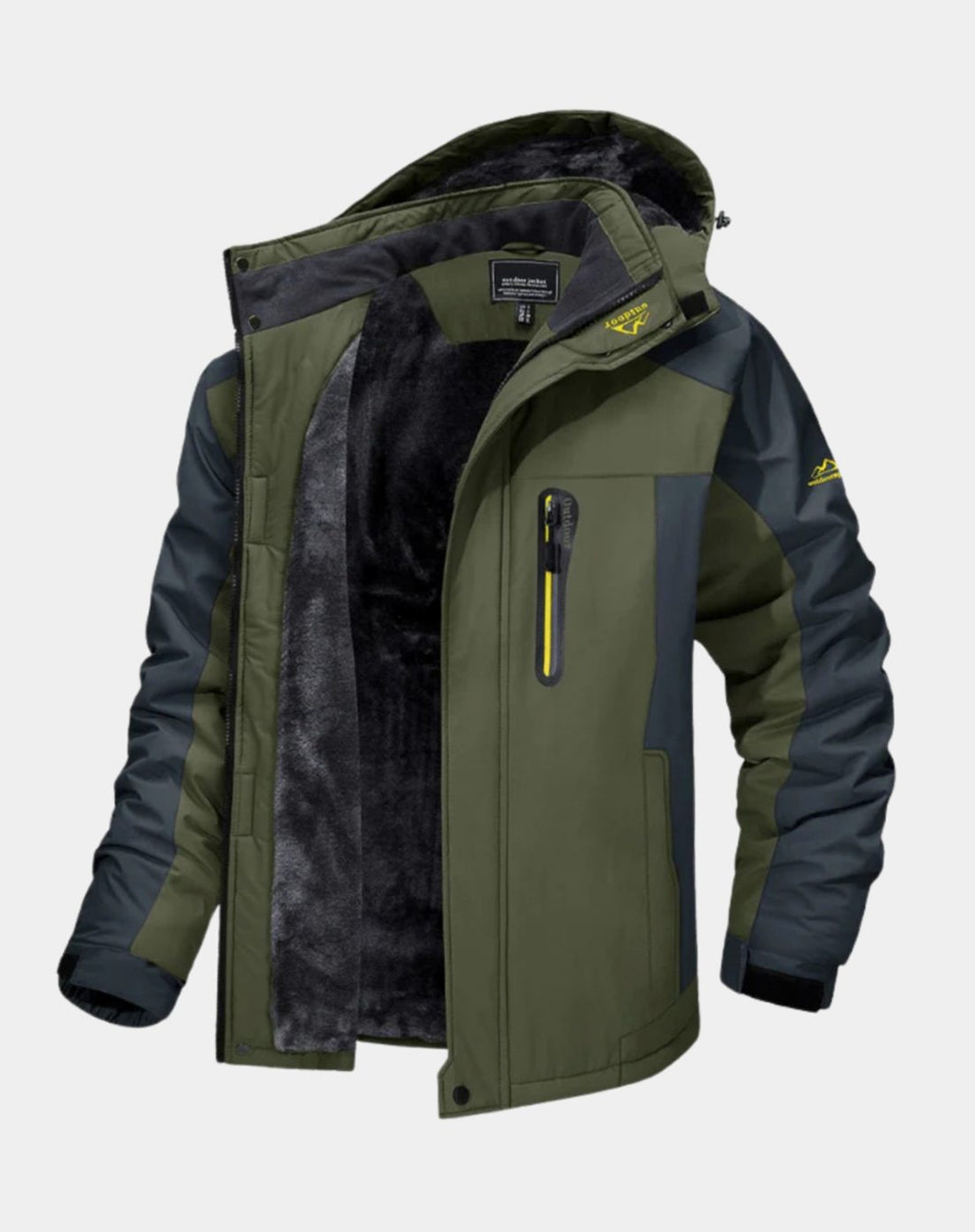 Women's Fleece-Lined Windproof Waterproof Hooded Outdoor Jacket - Green