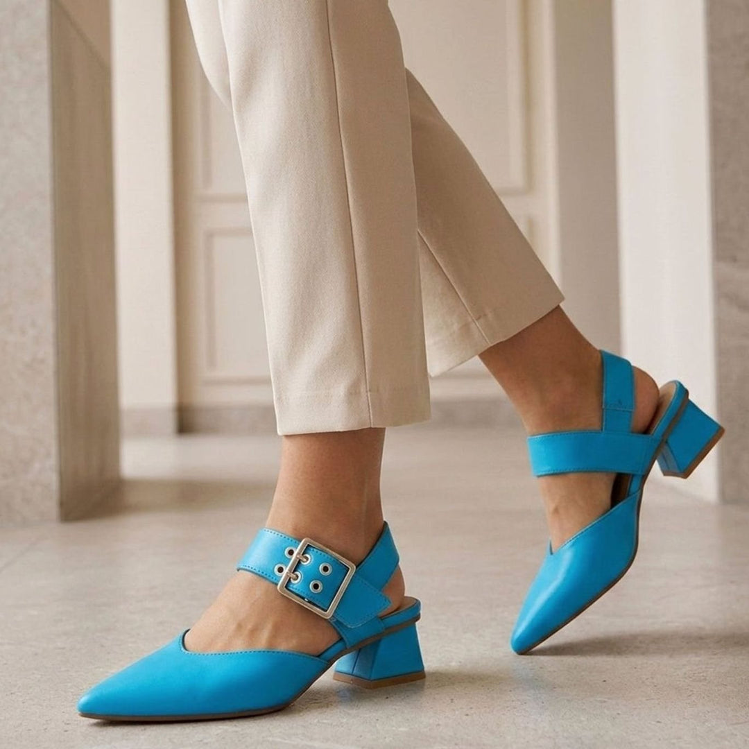 Women's Floral Block-Heel Pointed Slingback Heels