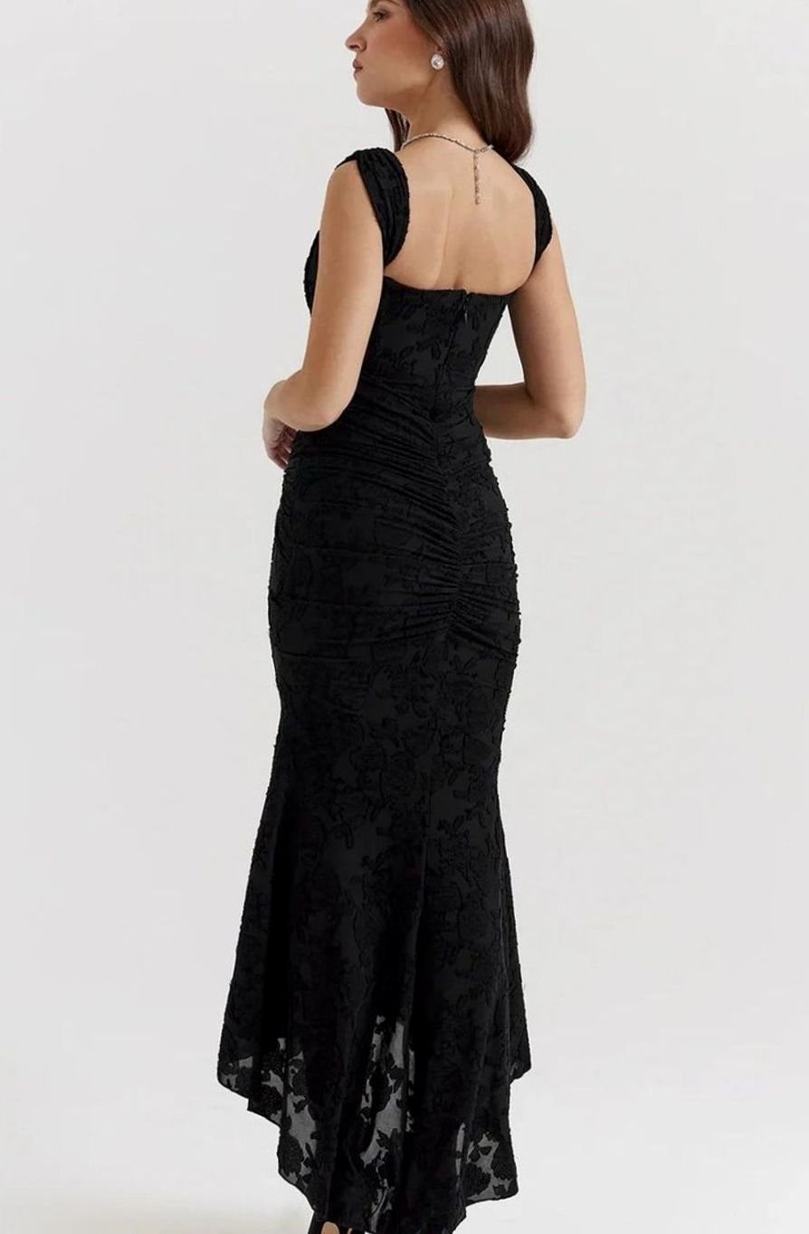 Women's Floral Jacquard Corset Mermaid Midi Party Dress