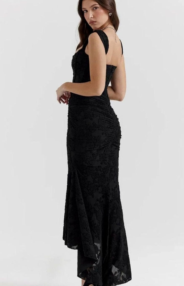 Women's Floral Jacquard Corset Mermaid Midi Party Dress