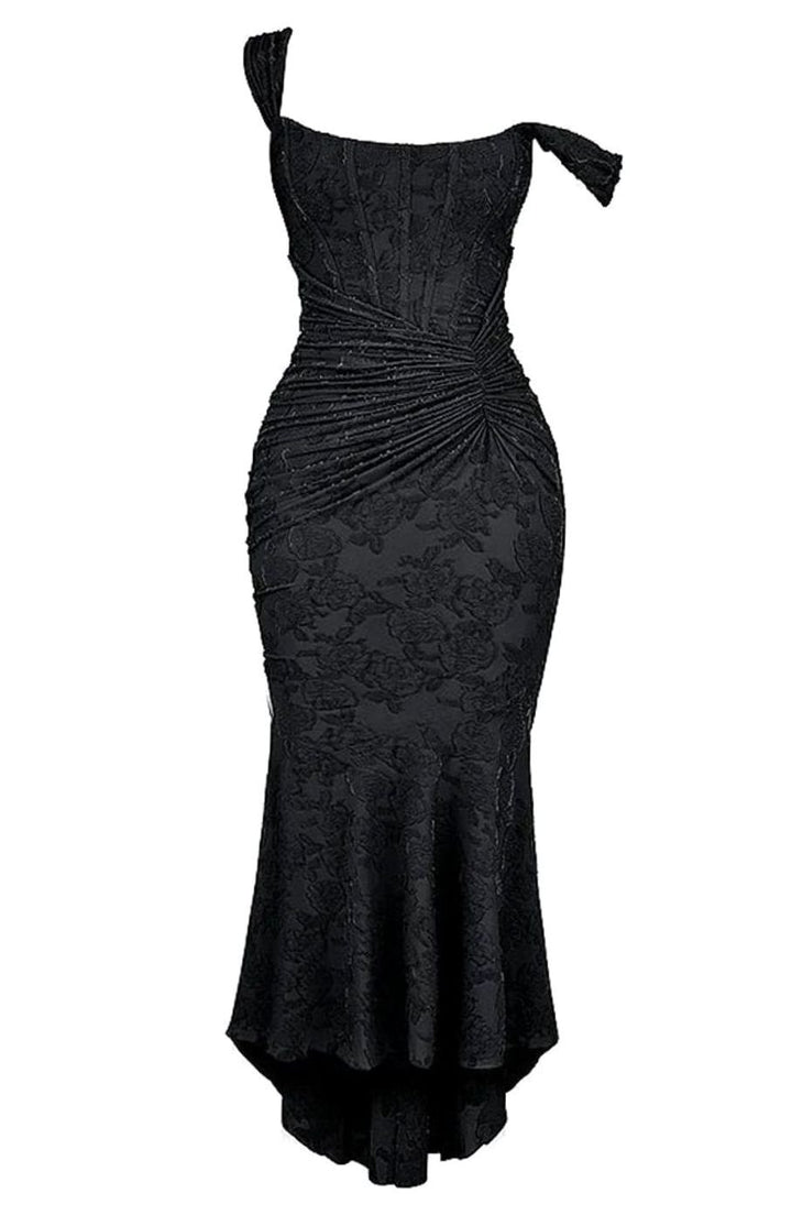 Women's Floral Jacquard Corset Mermaid Midi Party Dress