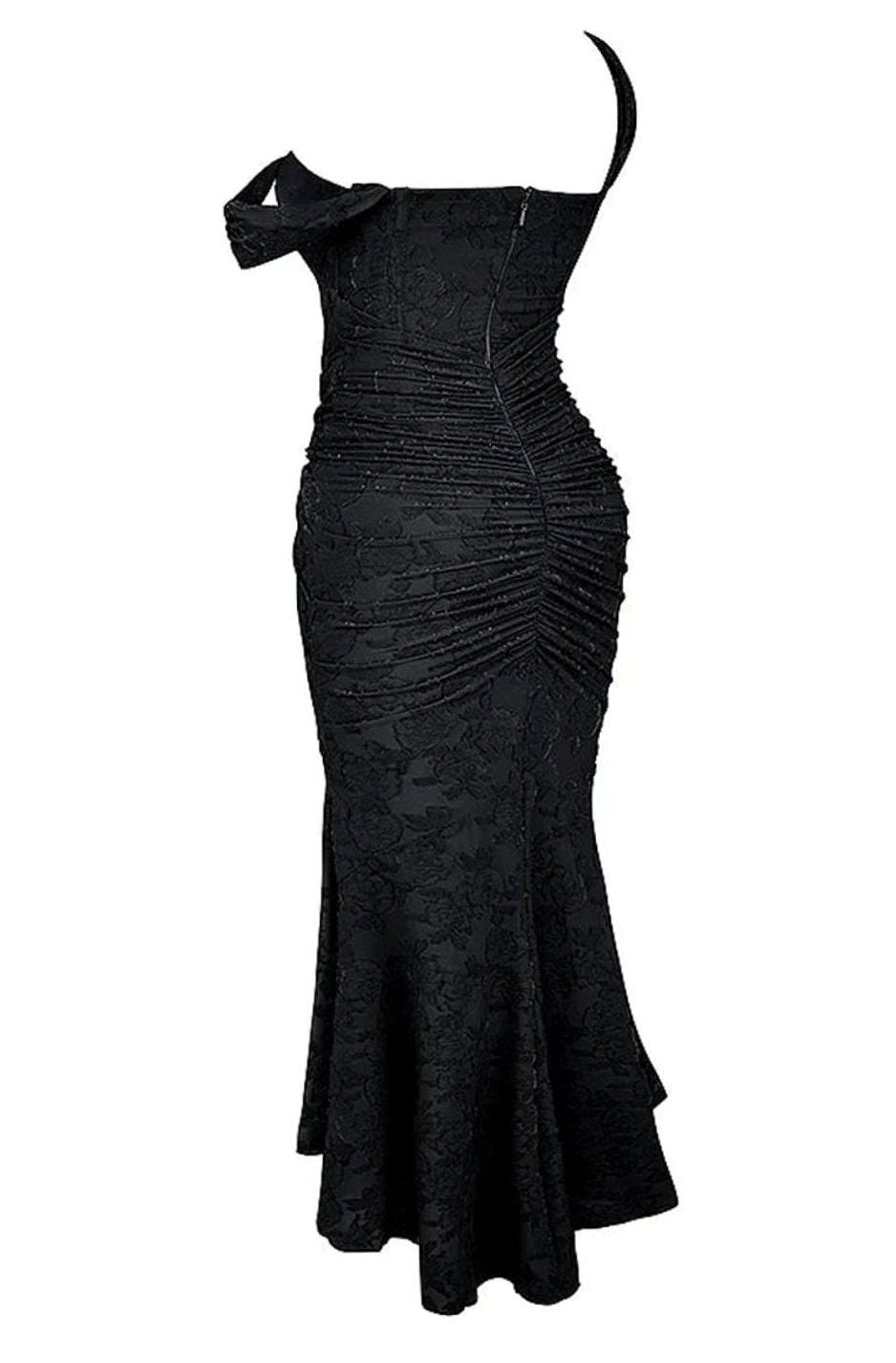 Women's Floral Jacquard Corset Mermaid Midi Party Dress