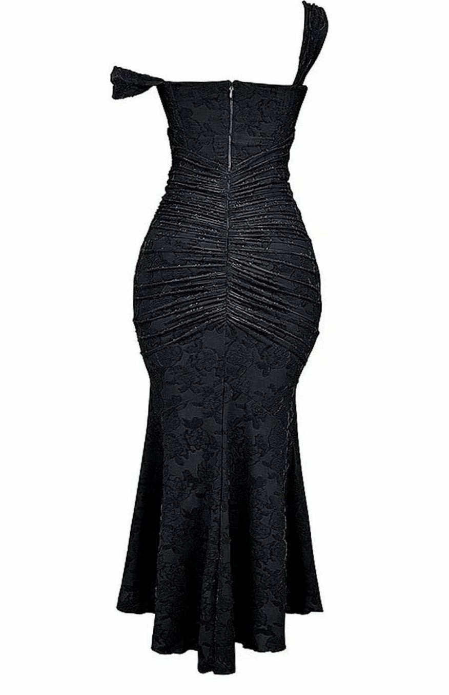 Women's Floral Jacquard Corset Mermaid Midi Party Dress