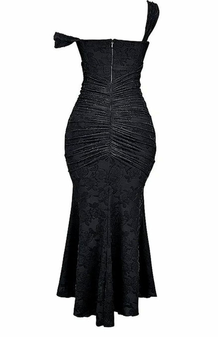 Women's Floral Jacquard Corset Mermaid Midi Party Dress