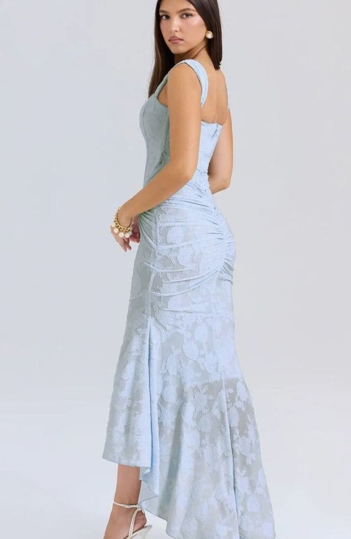 Women's Floral Jacquard Corset Mermaid Midi Party Dress