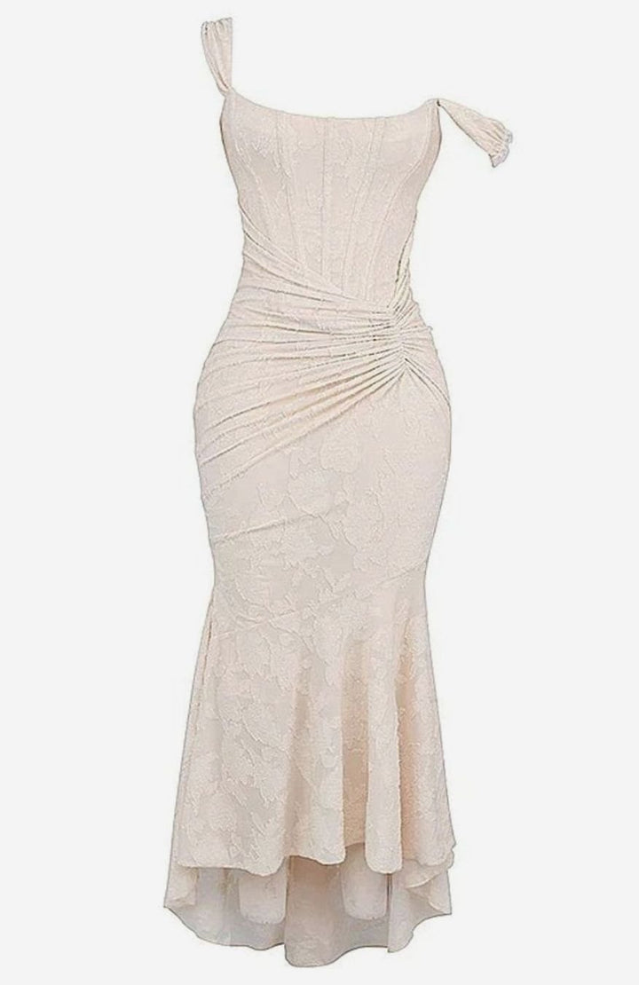 Women's Floral Jacquard Corset Mermaid Midi Party Dress, Baby Blue
