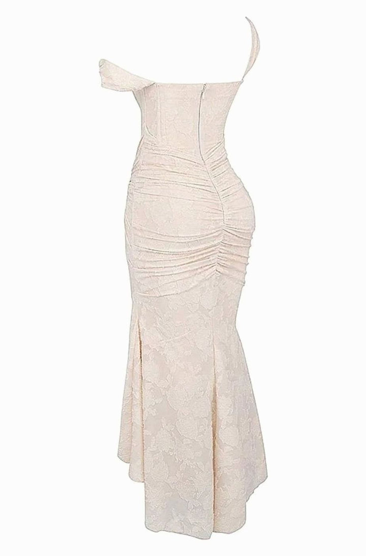 Women's Floral Jacquard Corset Mermaid Midi Party Dress, Baby Blue