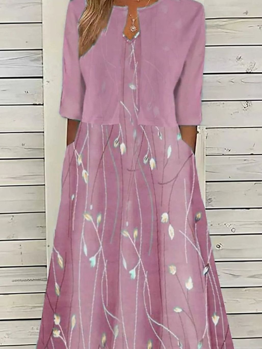 Women's Floral Midi Dress Cropped Cardigan Two-Piece Set