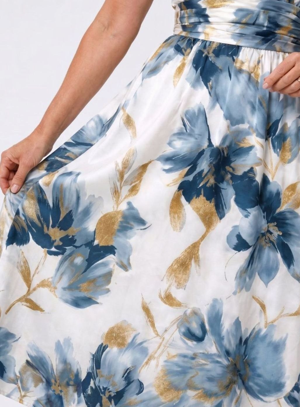 Women's Floral Wrap V-Neck Flutter-Sleeve Midi Dress