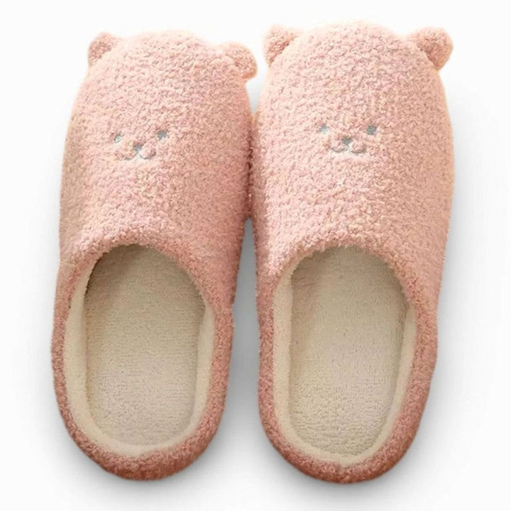 Women's Fluffy Bear Embroidered Non-Slip Indoor Slippers