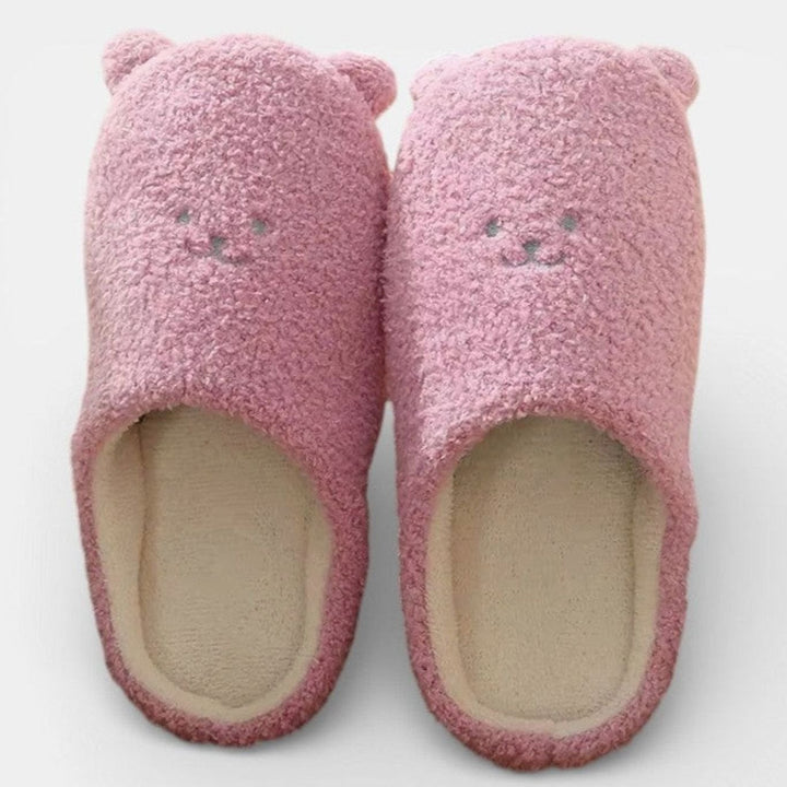 Women's Fluffy Bear Embroidered Non-Slip Indoor Slippers
