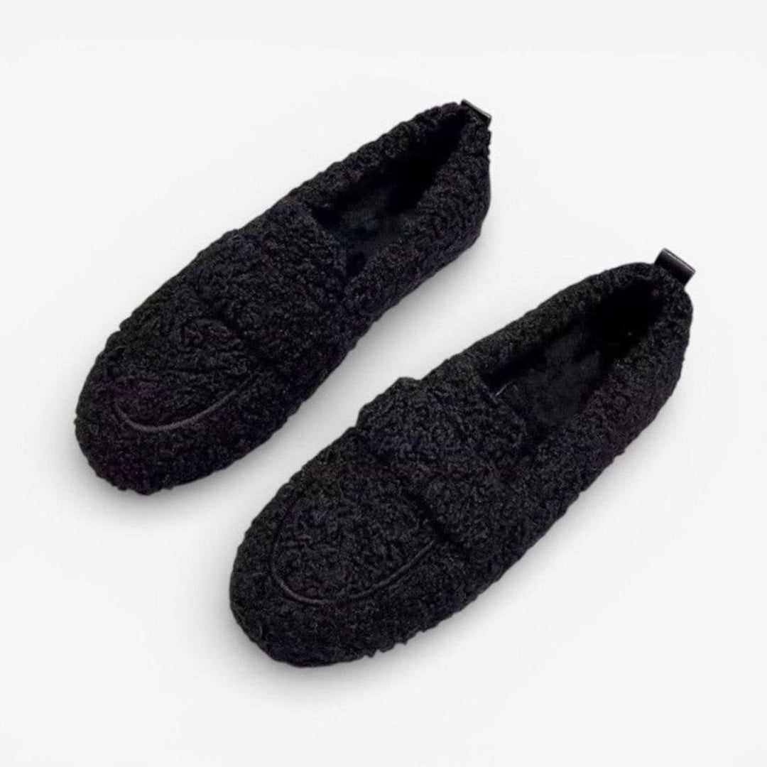 Women's Fluffy Bouclé Round Toe Penny Loafer Slippers
