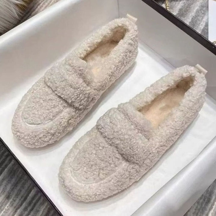 Women's Fluffy Bouclé Round Toe Penny Loafer Slippers