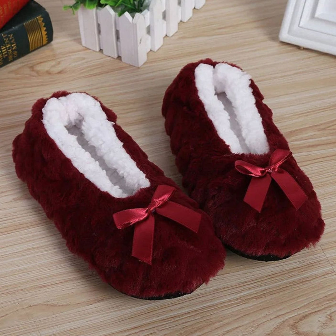 Women's Fluffy Plush Slip-On Indoor Slippers Non-Slip Flat