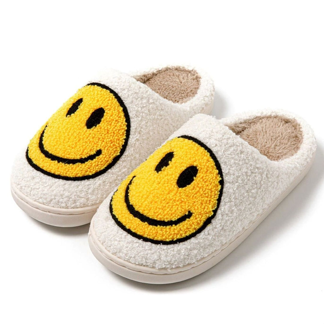Women's Fluffy Smiley Face Faux-Fur Lined House Slippers