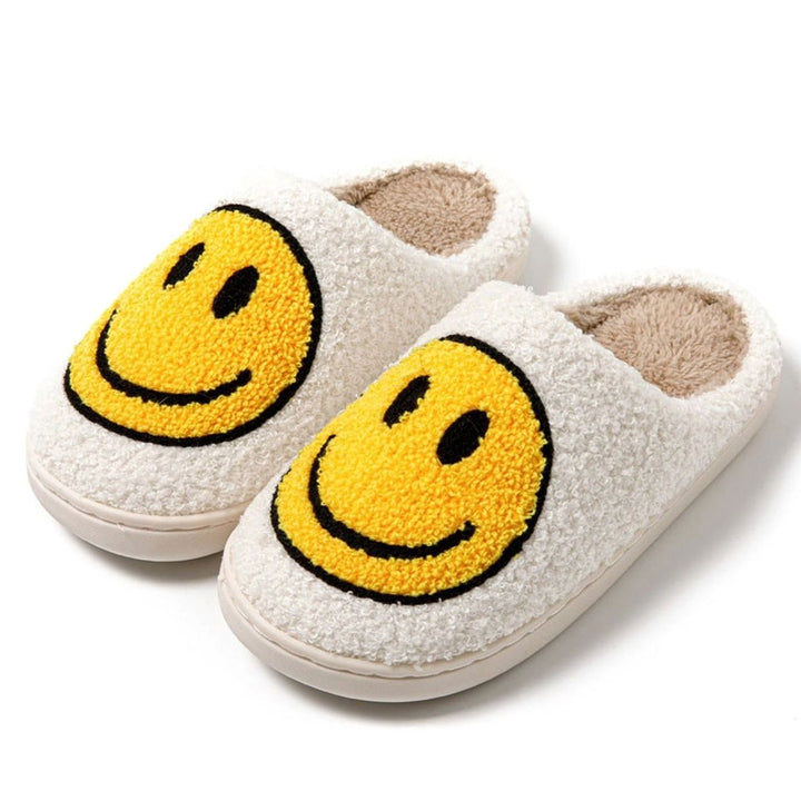 Women's Fluffy Smiley Face Faux-Fur Lined House Slippers